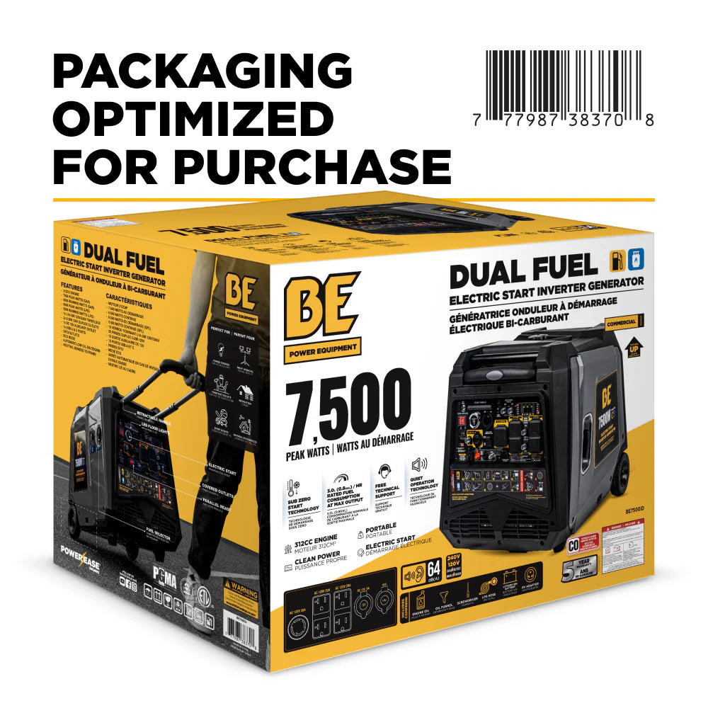 BE Power Equipment Dual-Fuel Digital Inverter Generator 7500W - BE7500ID