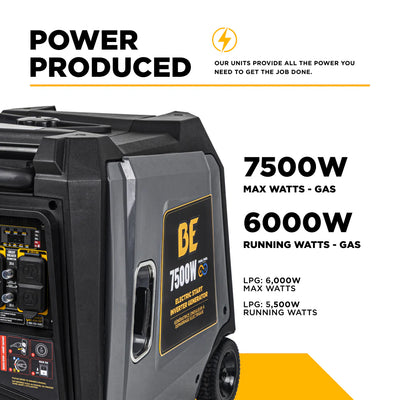 BE Power Equipment Dual-Fuel Digital Inverter Generator 7500W - BE7500ID