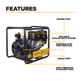 BE Power Equipment 2 Inch High-Pressure Water Pump with Honda GX390 Engine, 140 GPM and 143 PSI - HP-2013HR - view 3