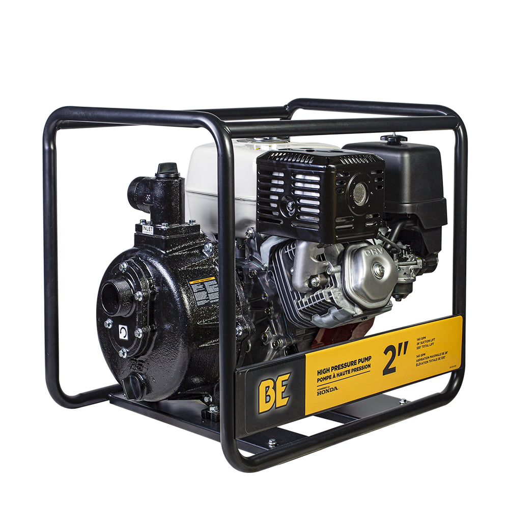BE Power Equipment 2 Inch High-Pressure Water Pump with Honda GX390 Engine, 140 GPM and 143 PSI - HP-2013HR
