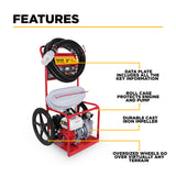 BE Power Equipment 2 Inch High-Pressure Water Pump Cart Kit with Honda GX200 Engine, 126 GPM and 85 PSI - HPFC-2065HR - view 3