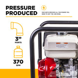 BE Power Equipment 3 Inch Trash Pump with Honda GX390 Engine, 370 GPM and 1 Inch Solids Handling - TP-3013HM - view 4