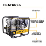 BE Power Equipment 4 Inch Trash Pump with Honda GX390 Engine, 580 GPM and 1 Inch Solids Handling - TP-4013HM - view 3