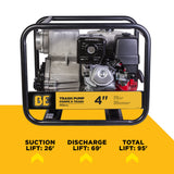 BE Power Equipment 4 Inch Trash Pump with Honda GX390 Engine, 580 GPM and 1 Inch Solids Handling - TP-4013HM - view 6