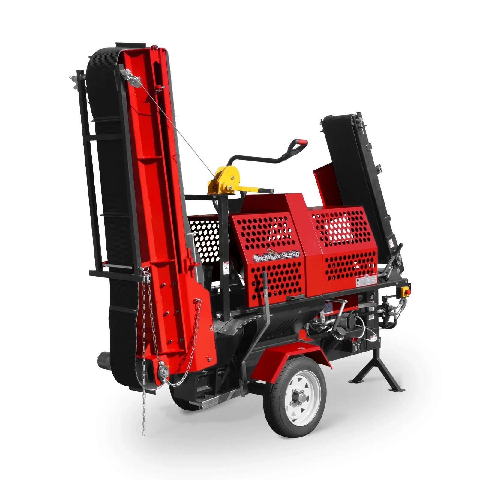 MechMaxx 20 Ton Log Splitter Processor with Conveyor, 24" x 15" Capacity with 18" Chainsaw, Model HLS20
