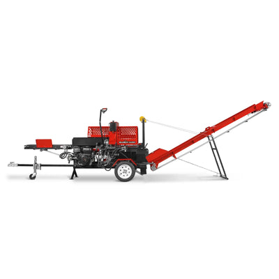 MechMaxx 20 Ton Log Splitter Processor with Conveyor, 24" x 15" Capacity with 18" Chainsaw, Model HLS20