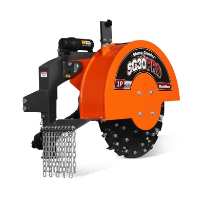 MechMaxx 3-Point PTO Stump Grinder with 30" Flywheel and 44 Carbide Teeth for 40–100HP Tractors, Includes PTO Shaft with Slip Clutch, Model SG30PRO
