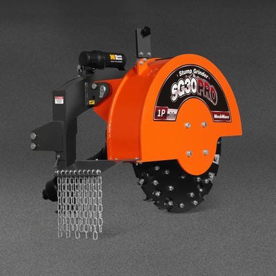 MechMaxx 3-Point PTO Stump Grinder with 30" Flywheel and 44 Carbide Teeth for 40–100HP Tractors, Includes PTO Shaft with Slip Clutch, Model SG30PRO