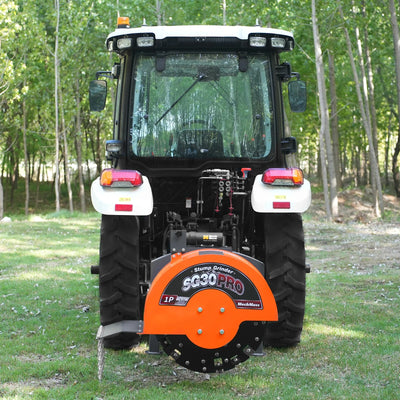 MechMaxx 3-Point PTO Stump Grinder with 30" Flywheel and 44 Carbide Teeth for 40–100HP Tractors, Includes PTO Shaft with Slip Clutch, Model SG30PRO