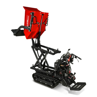 MechMaxx 1100 lb Tracked Dumper with 10HP 302cc Gas Engine, Hydraulic Tipping and Front Shovel, Model D50HTFL