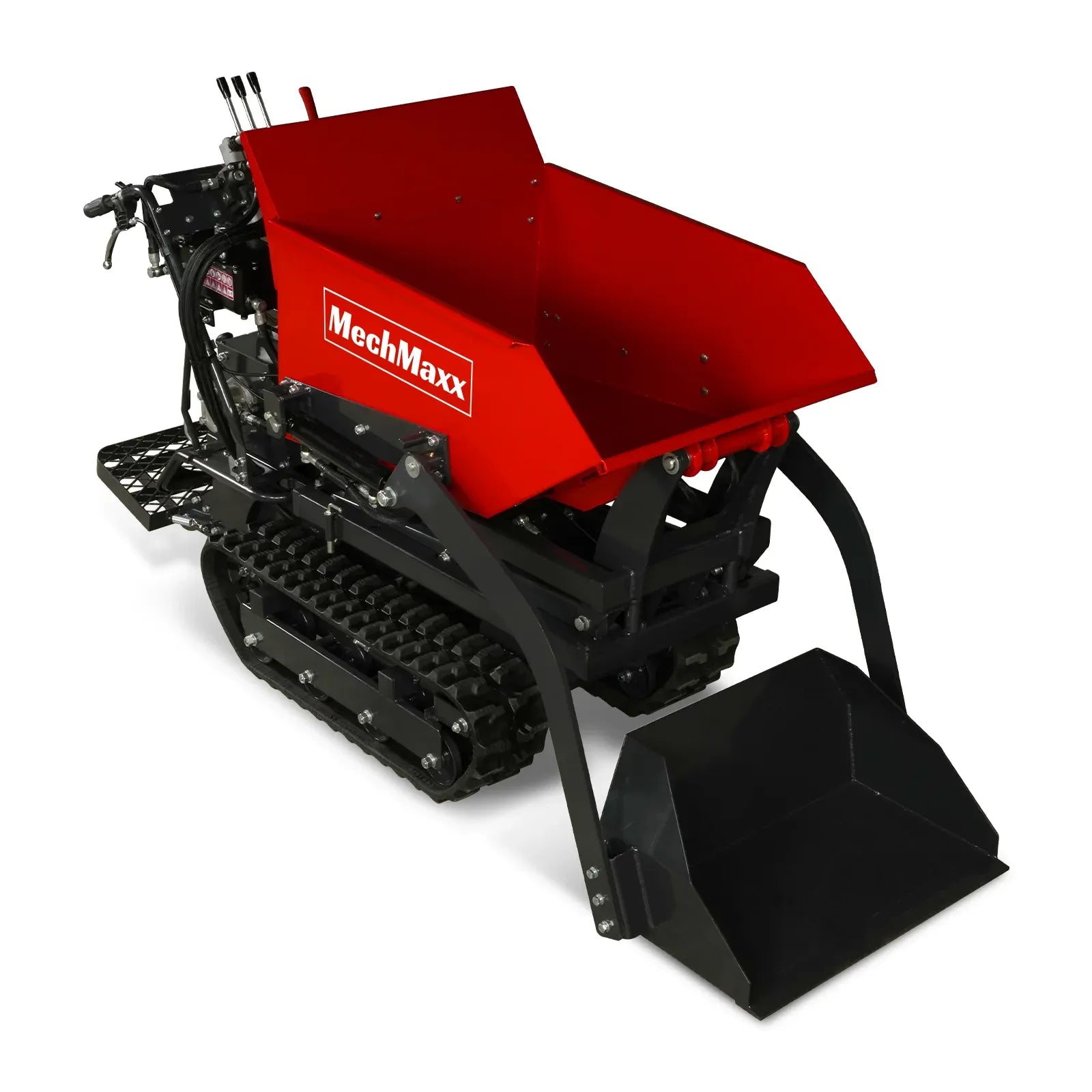 MechMaxx 1100 lb Tracked Dumper with 10HP 302cc Gas Engine, Hydraulic Tipping and Front Shovel, Model D50HTFL