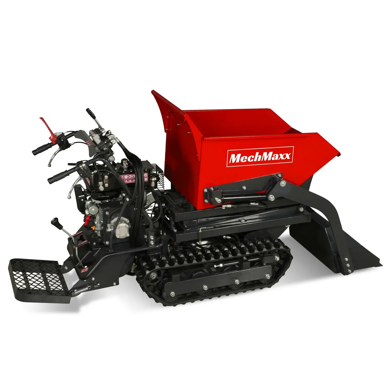 MechMaxx 1100 lb Tracked Dumper with 10HP 302cc Gas Engine, Hydraulic Tipping and Front Shovel, Model D50HTFL