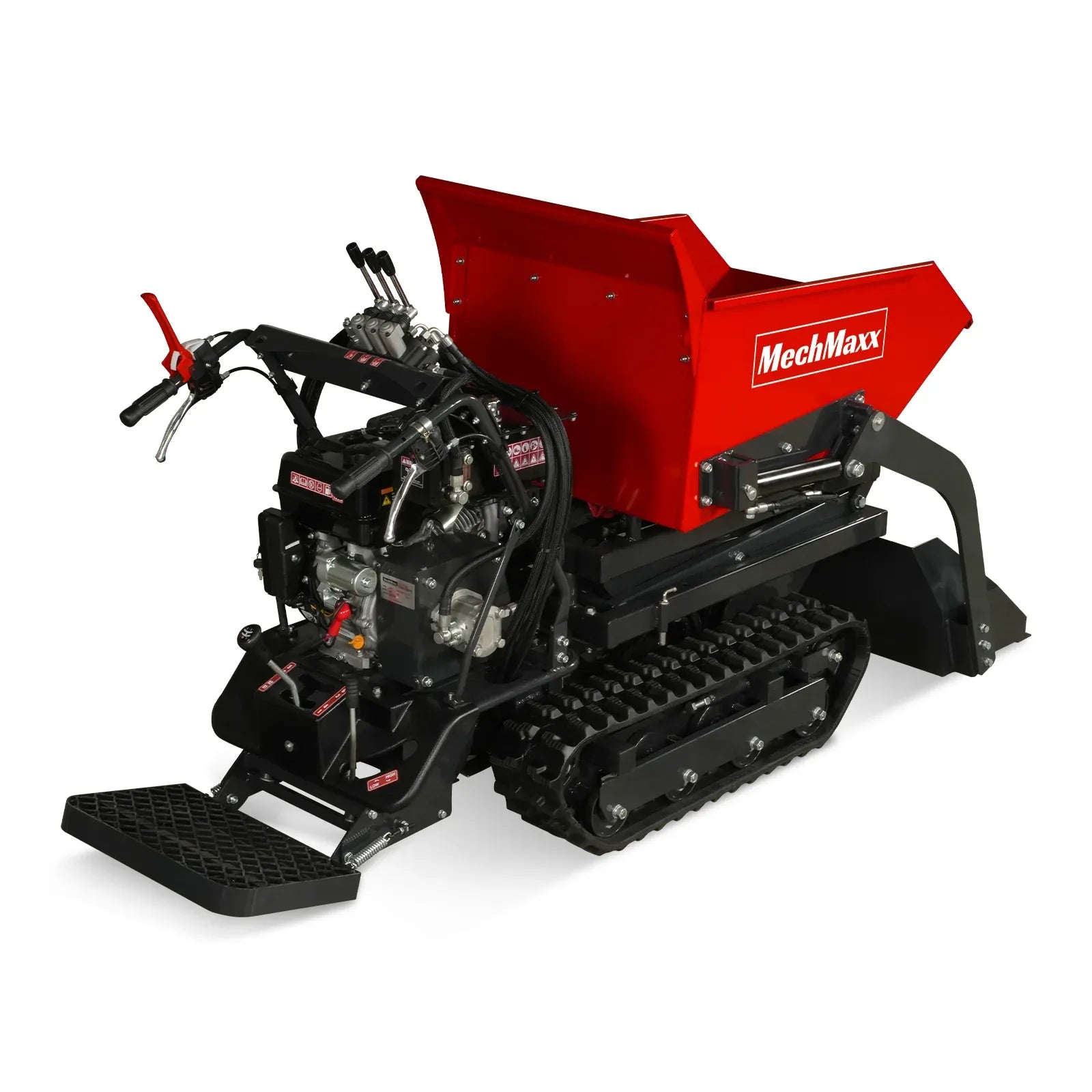 MechMaxx 1100 lb Tracked Dumper with 10HP 302cc Gas Engine, Hydraulic Tipping and Front Shovel, Model D50HTFL