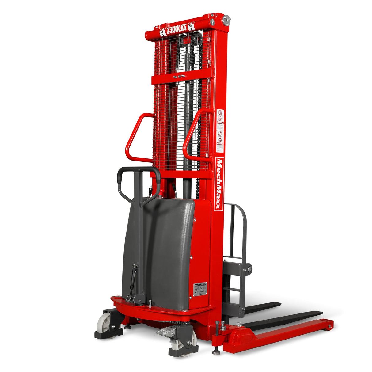 MechMaxx S33-118S 3300 lb Semi-Electric Straddle Stacker 118-Inch Lift