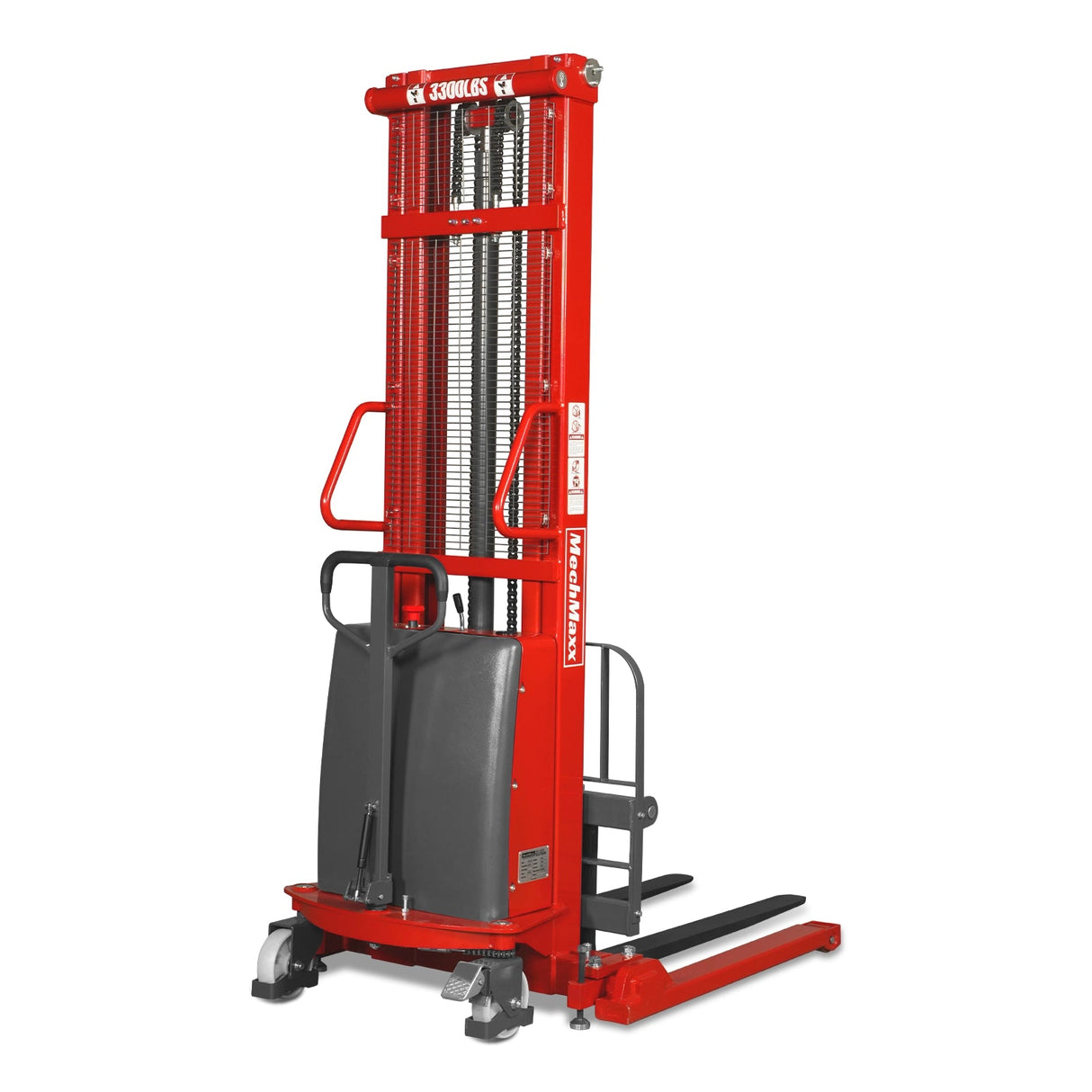 MechMaxx S33-138S 3300 lb Semi-Electric Straddle Stacker 138-Inch Lift