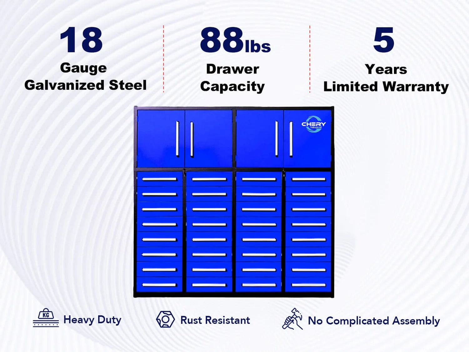 Chery Industrial 7ft Garage Storage Cabinet (32 Drawers & 2 Cabinets) - WW000210