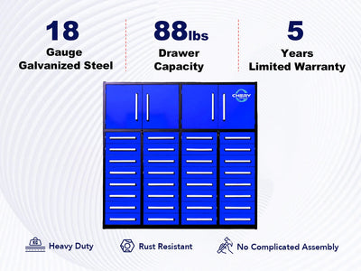Chery Industrial 7ft Garage Storage Cabinet (32 Drawers & 2 Cabinets) - WW000210