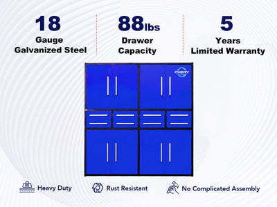 Chery Industrial 7ft Garage Storage Cabinet (8 Drawers & 4 Cabinets) - WW000213