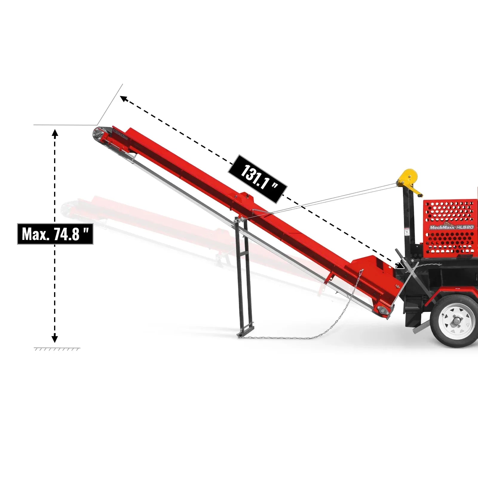 MechMaxx 20 Ton Log Splitter Processor with Conveyor, 24" x 15" Capacity with 18" Chainsaw, Model HLS20