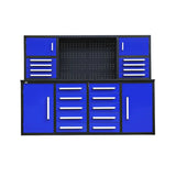 Chery Industrial 7 ft Garage Workbench Cabinet (18 Drawers & 4 Cabinets & Pegboard) - WW000204