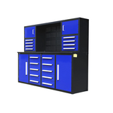 Chery Industrial 7 ft Garage Workbench Cabinet (18 Drawers & 4 Cabinets & Pegboard) - WW000204