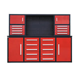 Chery Industrial 7 ft Garage Workbench Cabinet (18 Drawers & 4 Cabinets & Pegboard) - WW000204