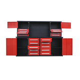 Chery Industrial 7 ft Garage Workbench Cabinet (18 Drawers & 4 Cabinets & Pegboard) - WW000204
