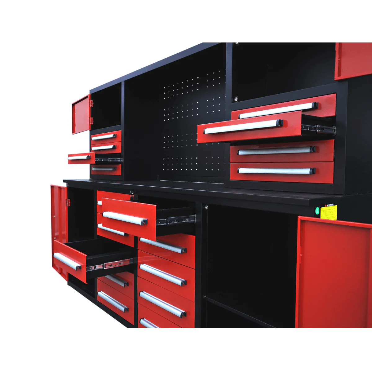 Chery Industrial 7 ft Garage Workbench Cabinet (18 Drawers & 4 Cabinets & Pegboard) - WW000204