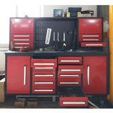 Chery Industrial 7 ft Garage Workbench Cabinet (18 Drawers & 4 Cabinets & Pegboard) - WW000204