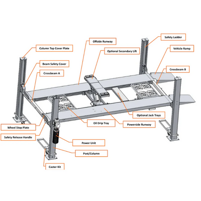 Katool KT-4H950 9,500 lb Heavy-Duty 4-Post Parking and Storage Lift
