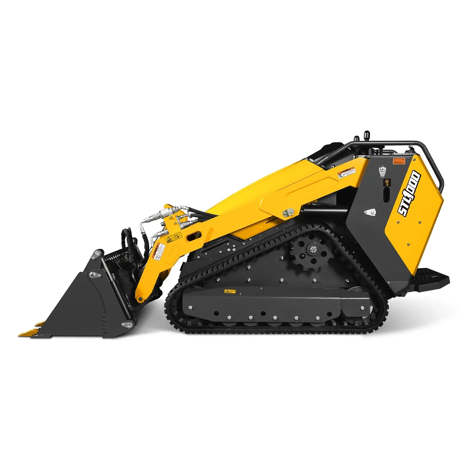 MechMaxx 25HP KUBOTA D1105 Diesel Stand-On Mini Skid Steer Track Loader with 4-in-1 Bucket, Model STL1000