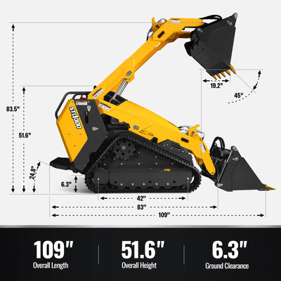 MechMaxx 25HP KUBOTA D1105 Diesel Stand-On Mini Skid Steer Track Loader with 4-in-1 Bucket, Model STL1000