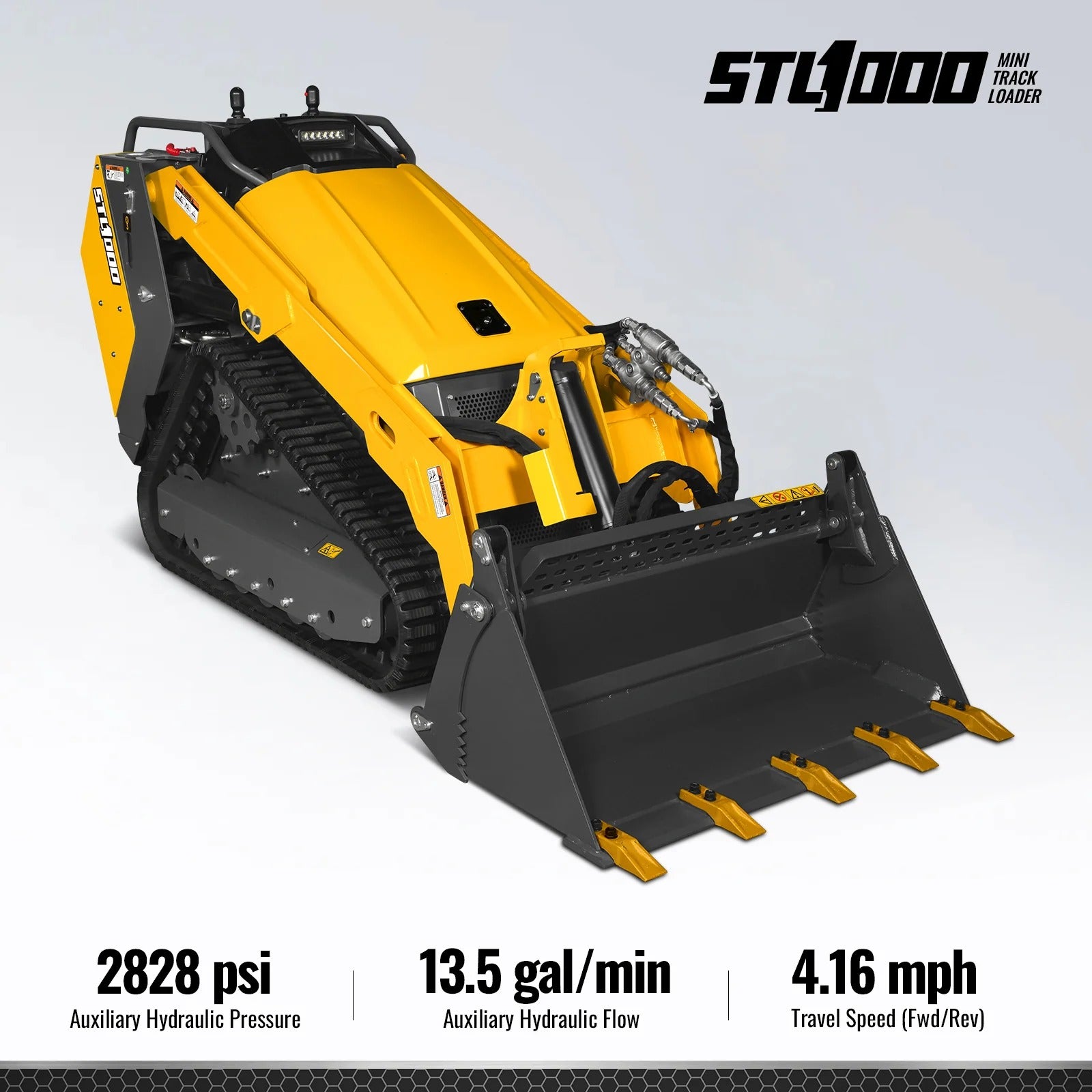 MechMaxx 25HP KUBOTA D1105 Diesel Stand-On Mini Skid Steer Track Loader with 4-in-1 Bucket, Model STL1000