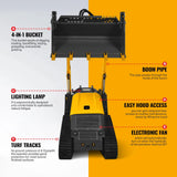 MechMaxx 25HP KUBOTA D1105 Diesel Stand-On Mini Skid Steer Track Loader with 4-in-1 Bucket, Model STL1000