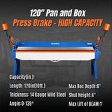 MechMaxx 120" Sheet Metal Brake, 14 Gauge Capacity, Model PB12014