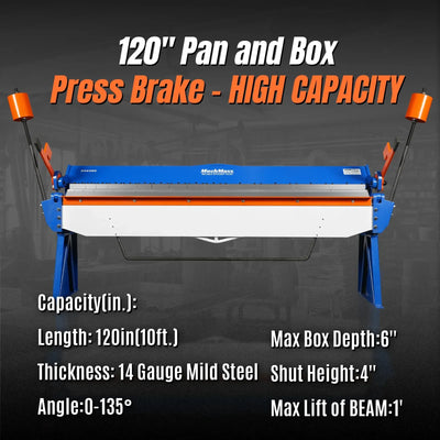 MechMaxx 120" Sheet Metal Brake, 14 Gauge Capacity, Model PB12014