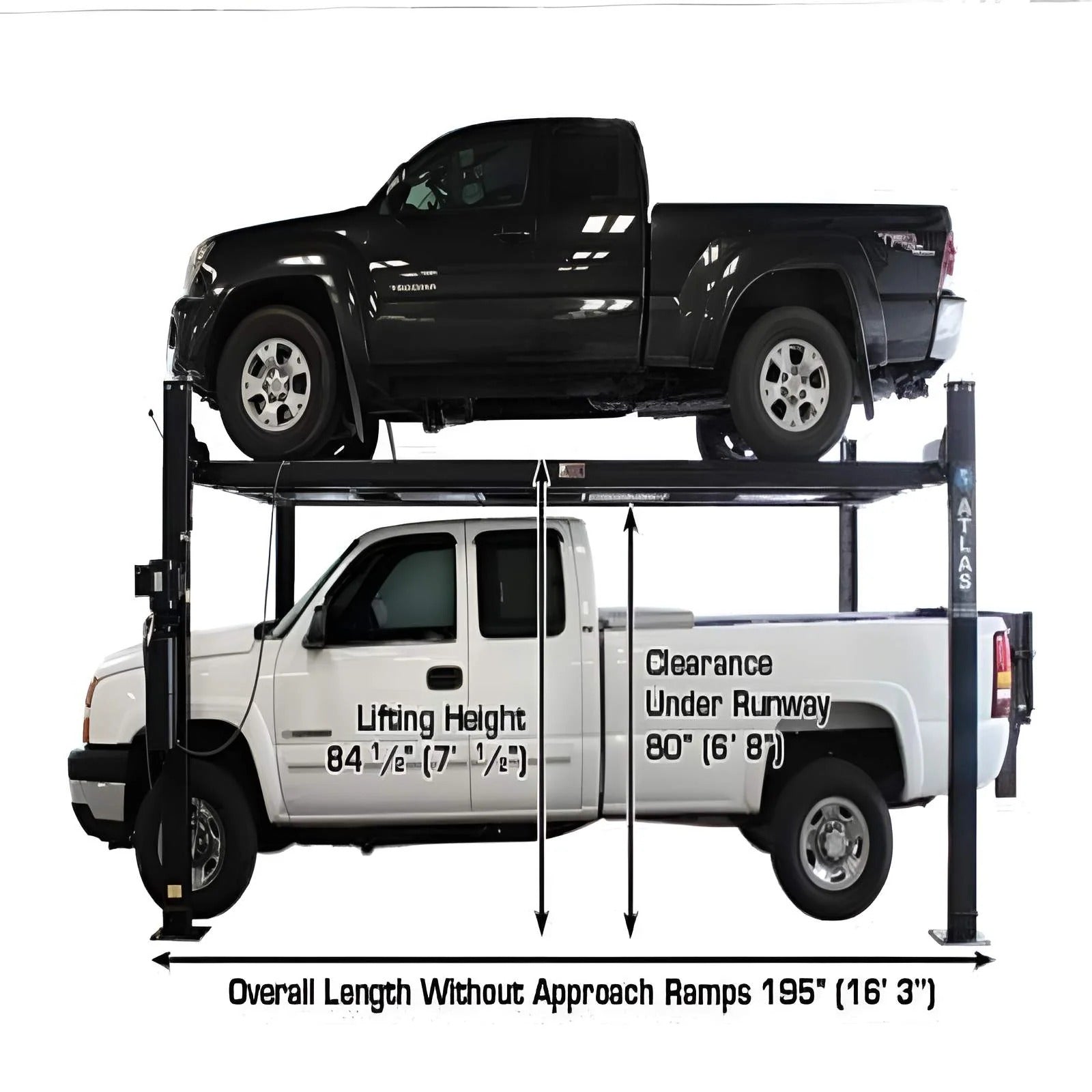 Atlas Garage PRO 8000EXT-L 4-Post Lift – 8,000 lb Extra Tall & Extra Long