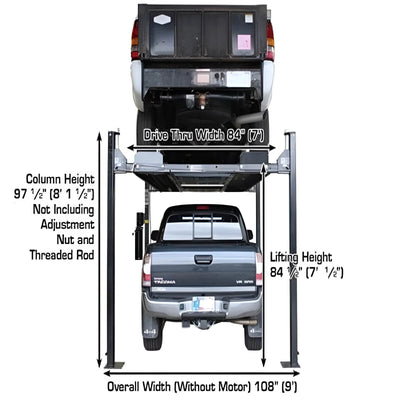 Atlas Garage PRO 8000EXT-L 4-Post Lift – 8,000 lb Extra Tall & Extra Long