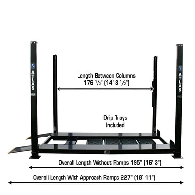 Atlas Garage PRO 8000EXT-L 4-Post Lift – 8,000 lb Extra Tall & Extra Long