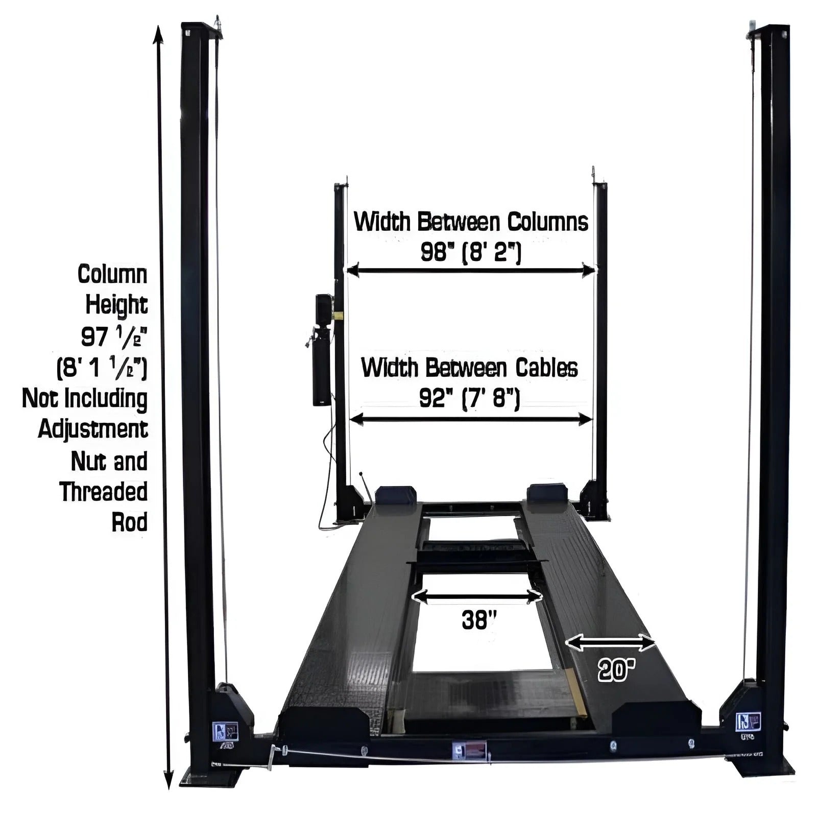 Atlas Garage PRO 8000EXT-L 4-Post Lift – 8,000 lb Extra Tall & Extra Long