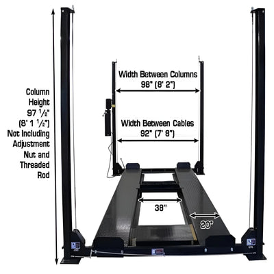 Atlas Garage PRO 8000EXT-L 4-Post Lift – 8,000 lb Extra Tall & Extra Long