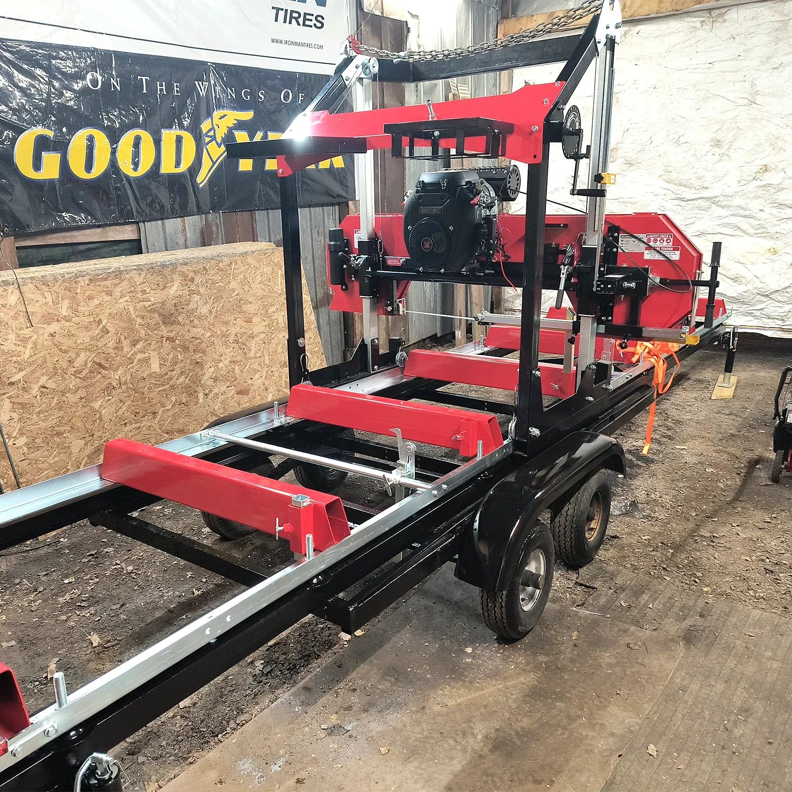 MechMaxx 36" MAX Portable Sawmill with 25HP 750cc ZONSEN V-Twin Engine, 35" Board Width, 20' Track Length with 10 Blades Included, Model SM-36MAX