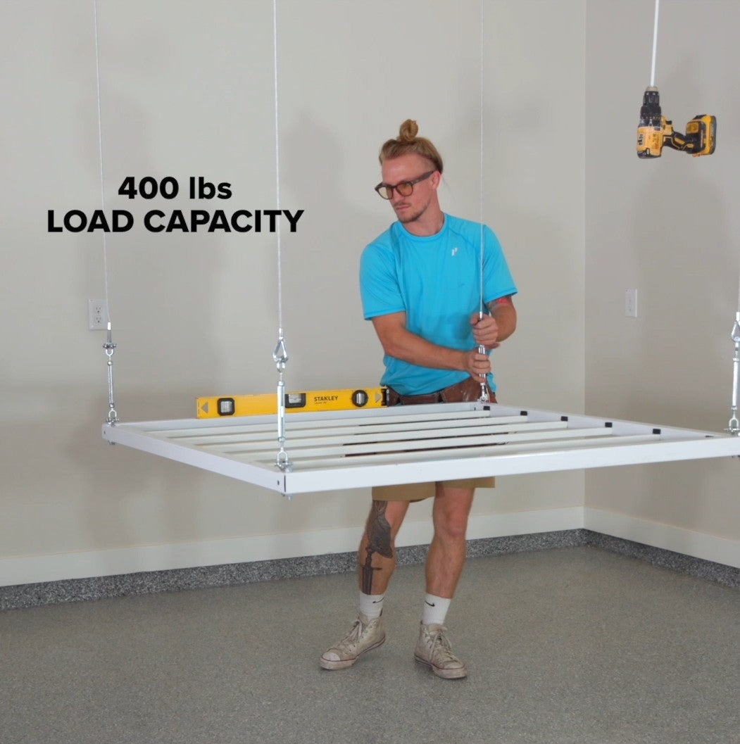 EZ Garage Storage E-Z Lift 4 ft x 4 ft Overhead Storage Lift 8 ft Drop 400 lb - R4X4