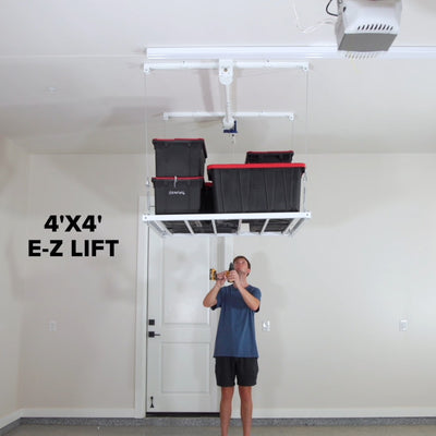 EZ Garage Storage E-Z Lift 4 ft x 4 ft Overhead Storage Lift 8 ft Drop 400 lb - R4X4