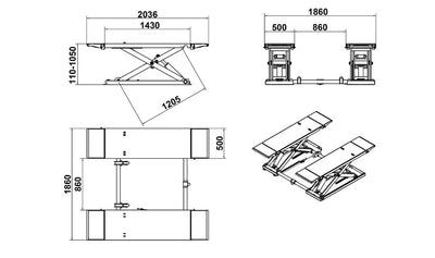 Katool KT-X85 8,000 lb Electric Mid-Rise Scissor Lift for Auto Shops