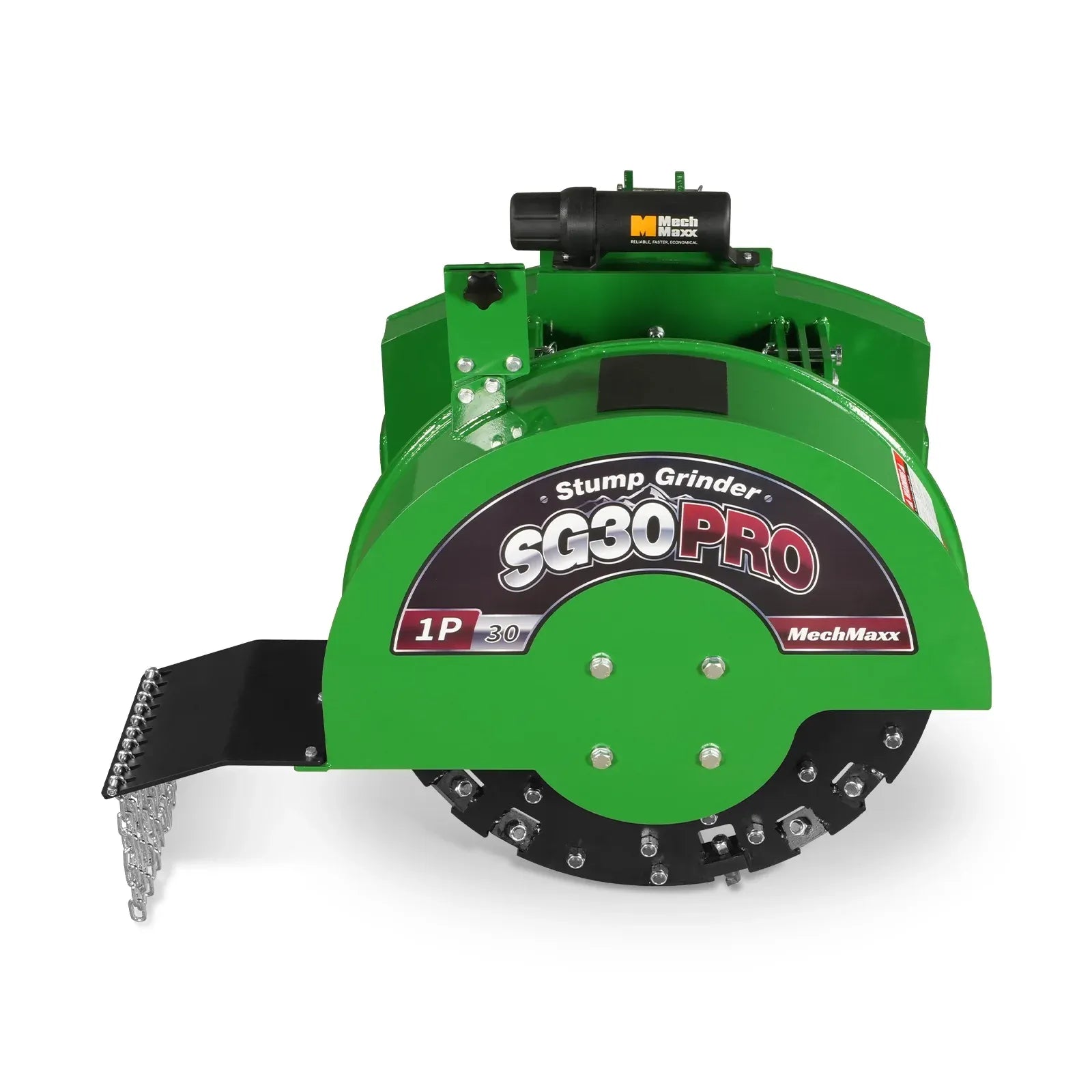 MechMaxx 3-Point PTO Stump Grinder with 30" Flywheel and 44 Carbide Teeth for 40–100HP Tractors, Includes PTO Shaft with Slip Clutch, Model SG30PRO