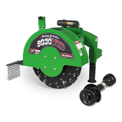 MechMaxx 3-Point PTO Stump Grinder with 30" Flywheel and 44 Carbide Teeth for 40–100HP Tractors, Includes PTO Shaft with Slip Clutch, Model SG30PRO