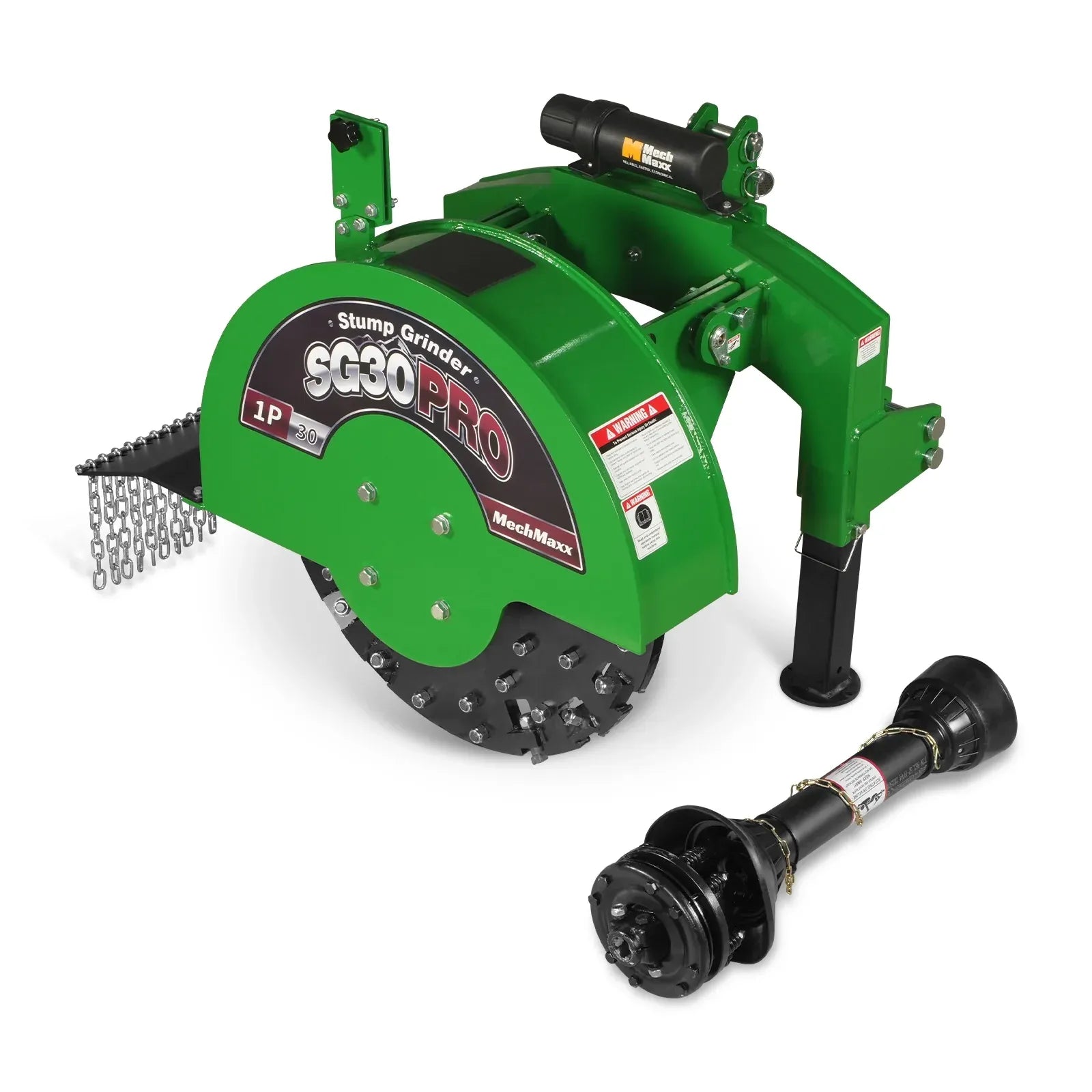 MechMaxx 3-Point PTO Stump Grinder with 30" Flywheel and 44 Carbide Teeth for 40–100HP Tractors, Includes PTO Shaft with Slip Clutch, Model SG30PRO