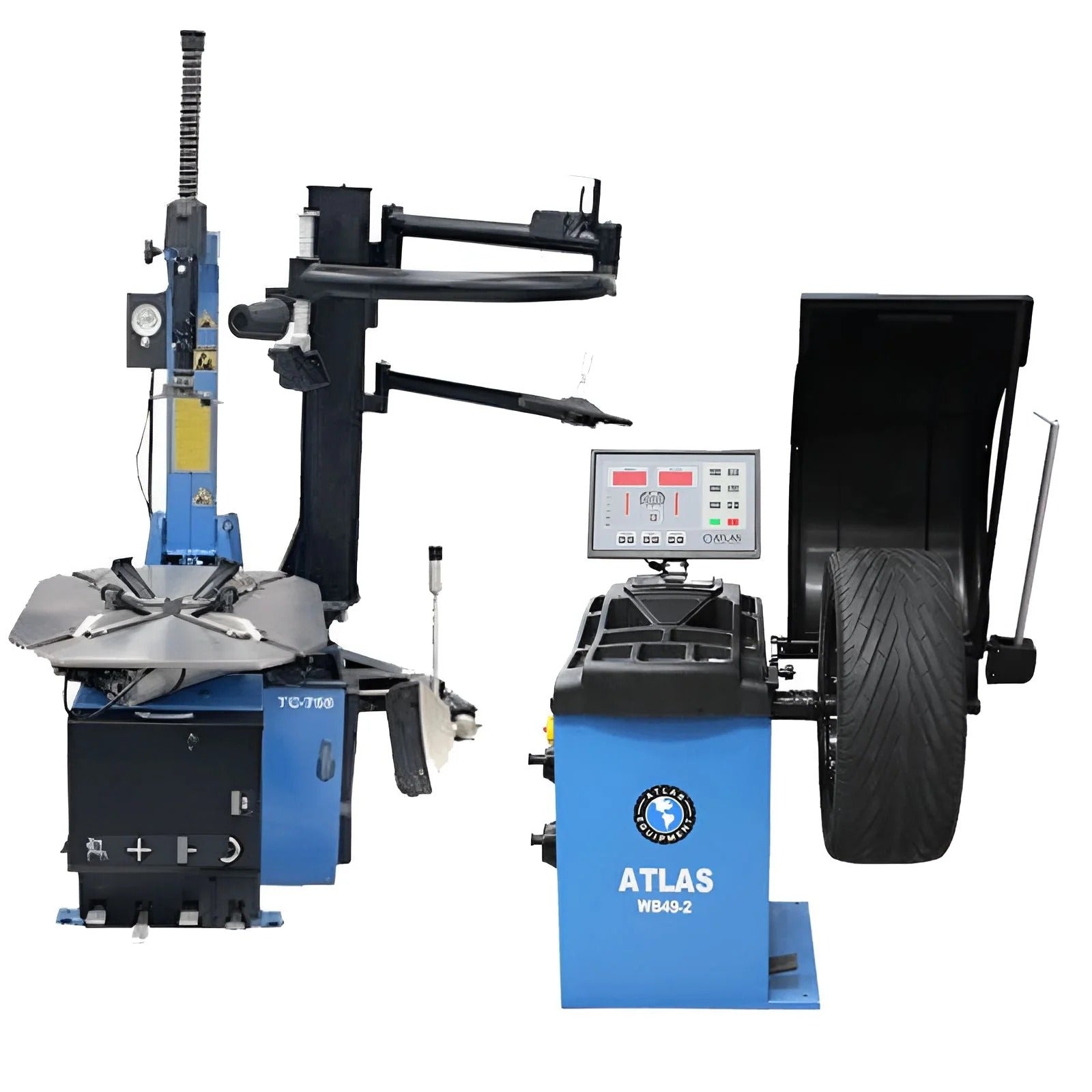 Atlas TC755EZ Tilt-Back Rim Clamp Tire Changer and WB49-2 PRO Wheel Balancer Combo