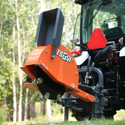 MechMaxx 24" Cutting Wheel Hydraulic Cylinder Stump Grinder for 35–60HP Tractors, Includes PTO Shaft with Slip Clutch, Model TSG61